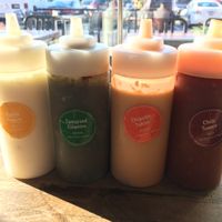 All sauces are clearly labeled ? 3 are vegan, all are vegetarian  at Dish N' Dash in Fremont