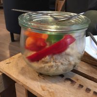 hummus with veggies at Sweet Life American Bakery and Specialty Coffee Bar in Krakow