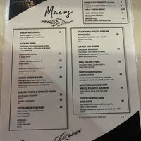 Dinner menu at Lemon and Thyme in Mooloolaba