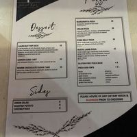Dinner menu at Lemon and Thyme in Mooloolaba