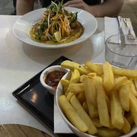 Vegan option Vietnamese pancake & chips at Lemon and Thyme in Mooloolaba