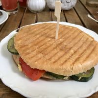 Hummus panini with fried vegetables  at Cafe Zuckerl in Bamberg