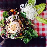 Black Rice Salad with spinach, edamame, peanuts at Zen House in Berlin