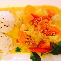 Gold curry with pumpkin and potatoes  at Zen House in Berlin
