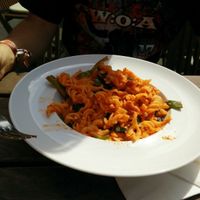 Pasta with raisin sauce at ElbFaire in Hamburg