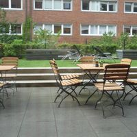 Outdoor seating at ElbFaire in Hamburg