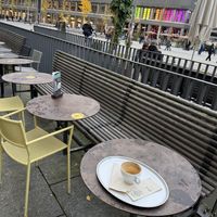 outdoor seating  at Hiltl - Sihlpost in Zurich