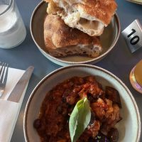 Caponata and focaccia   at MADENITALY in Copenhagen
