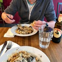 The pasta with mushrooms and parmesan cheese (vegan) at MADENITALY in Copenhagen