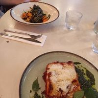 Lasagna e spaghetti al nero at MADENITALY in Copenhagen