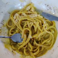 Carbonara with seitan. at MADENITALY in Copenhagen