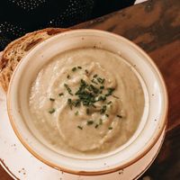 Jerusalem articok soup. Very delicious! at MADENITALY in Copenhagen