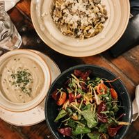 Pasta ala casa with triffle and mushrooms, soup and a really really lovely salad! Def order that!  at MADENITALY in Copenhagen