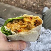 Vegan sausage breakfast burrito  at Happy Belly in Tacoma