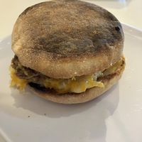Vegan Sausage Egg Cheese breakfast sandwich. Highly recommend. at Happy Belly in Tacoma