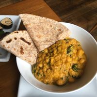 Chick pea potato spinach curry  at Leith Depot in Edinburgh