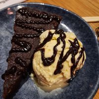Chocolate orange cake with miso caramel ice cream at Wagamama - Ealing Broadway in West London