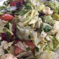 Fattoush - comes with crunchy pita breads - we asked for them on the side so that they don't get soaked (we drive 1/2 hour to La Luna) at La Luna in Hamilton