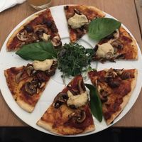 Fungi pizza at Excalibur Cafe in Glastonbury