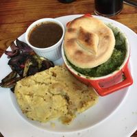 Minted pea and onion pie.  at The Peacock in Nottingham