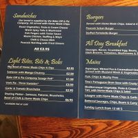 The menu.  at The Peacock in Nottingham