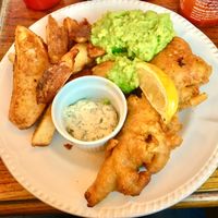 Fish and chips (Tofu) at The Peacock in Nottingham