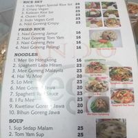 Menu at Indo Vegan in Jakarta