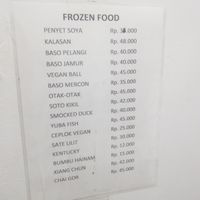 Pricing for frozen food at Indo Vegan in Jakarta