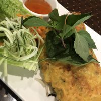 Vietnamese pancake. Best thing ever. Ask for tofu instead of meat. No fish sauce in the dipping sauce. So fresh and a flavor bomb  at Saigon Palace in Edgewater