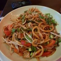 Bami with vegan chicken at The Leaf in The Hague