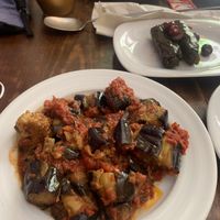 Eggplant in tomato sauce at Galata Kitchen in Istanbul