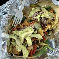 Artichoke tostadas (minus mushrooms) at A Broken Angel - Food Cart + Catering in Bend
