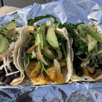 Truffle potato taco in the middle - yum!!   at A Broken Angel - Food Cart + Catering in Bend