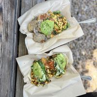 The “Big Country” Combo with avocado & the Breakfast Tostados   at A Broken Angel - Food Cart + Catering in Bend