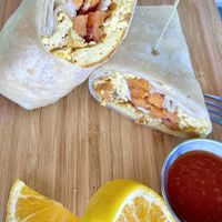 Breakfast scrambled burrito!  at Green Leaves in Los Angeles