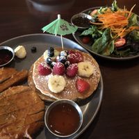 Tropical Chicken&Pancakes and Spring Mix Salad  at Green Leaves in Los Angeles