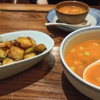 Beijing style aubergine and millet minestrone at Ye Bo Zhai in Beijing