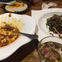mapo tofu and shiitake dishes  at Ye Bo Zhai in Beijing