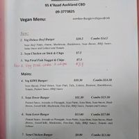 menu at The Burgerie in Auckland