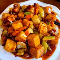 Vegan Chilli Peanut Tofu at New Flavour in Auckland