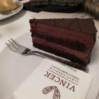 Chocolate and raspberry cake at Vis a Vis Vincek Cake and Ice Cream in Zagreb