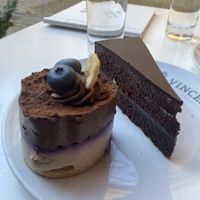 Chocolate cake and blueberry banana cocoa torte  at Vis a Vis Vincek Cake and Ice Cream in Zagreb