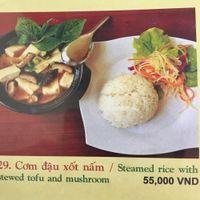 tofu soup and rice at Noodle & Roll in Hanoi