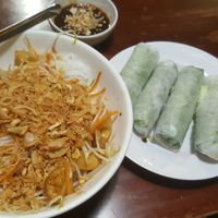 Vermicelli noodles with tofu and fresh springrolls at Noodle & Roll in Hanoi