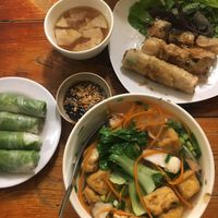 Pho, fresh and fried spring rolls  at Noodle & Roll in Hanoi