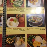Veg menu at Noodle & Roll in Hanoi