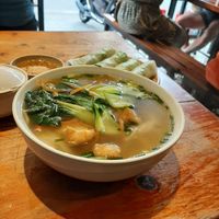 Vegetarian Pho and vegetarian fresh spring roll at Noodle & Roll in Hanoi