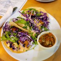 Vegan Chipotle Ranch tacos with veggie crumbles at Taproot Lounge & Cafe in Salem