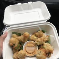 D’avocados (Beer Battered Avocado slices) with vegan chipotle sauce at Taproot Lounge & Cafe in Salem