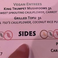 Vegan Entree Section of Menu, 3/15/29 at Terra Bistro in Vail